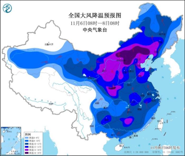 寒潮自西北向東南影響我國 華北黃淮等地霧霾天氣將減弱消散