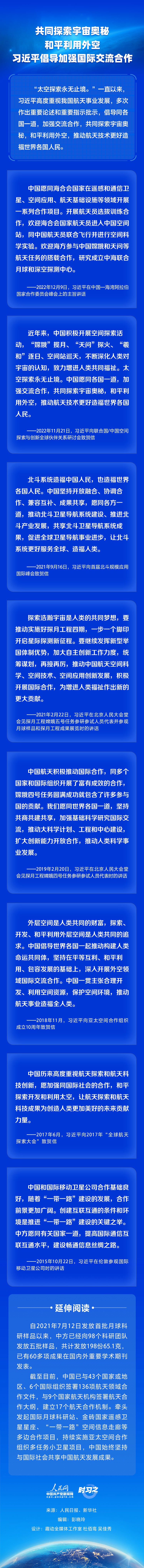 時(shí)習(xí)之 中國(guó)星辰丨共同探索宇宙奧秘 和平利用外空 習(xí)近平倡導(dǎo)加強(qiáng)國(guó)際交流合作