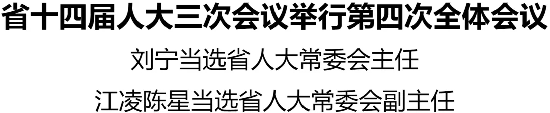 劉寧當(dāng)選省人大常委會主任 江凌陳星當(dāng)選省人大常委會副主任